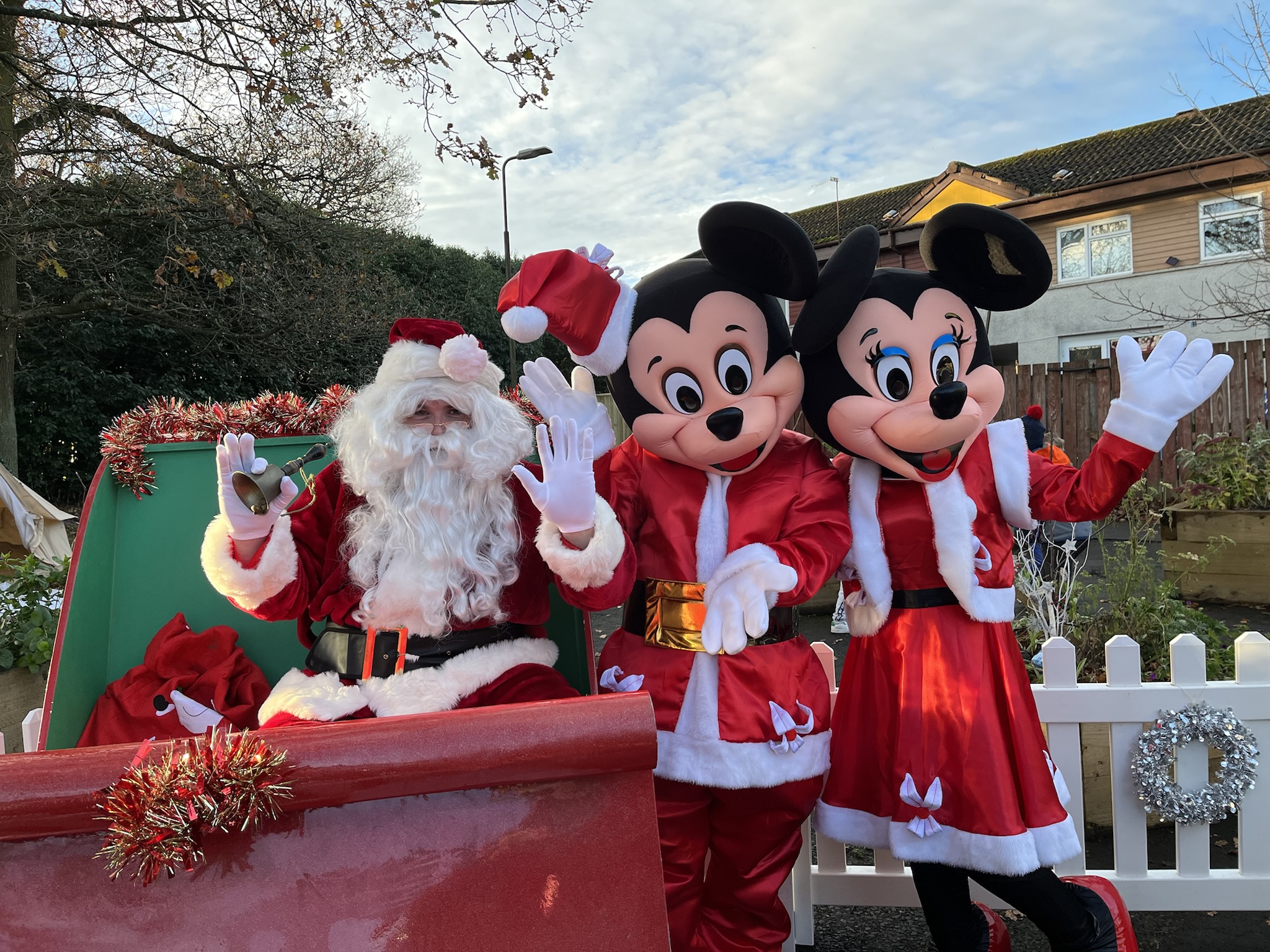 Santa, Minnie and Mickey